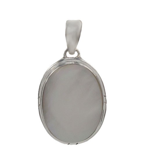 Oval Mother of Pearl Pendant, Sterling Silver